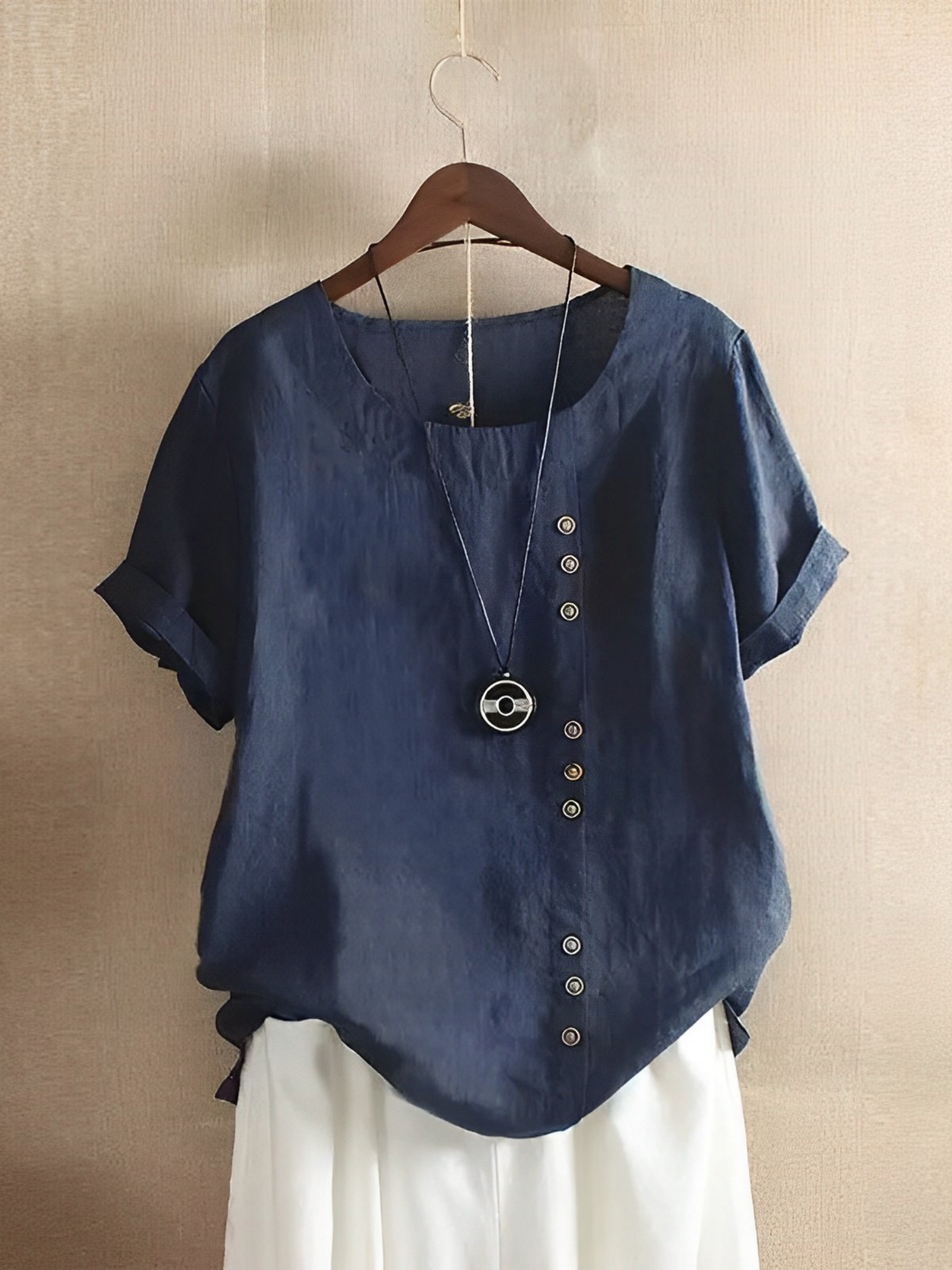 Camiseta de lino de manga corta Cotton Loose