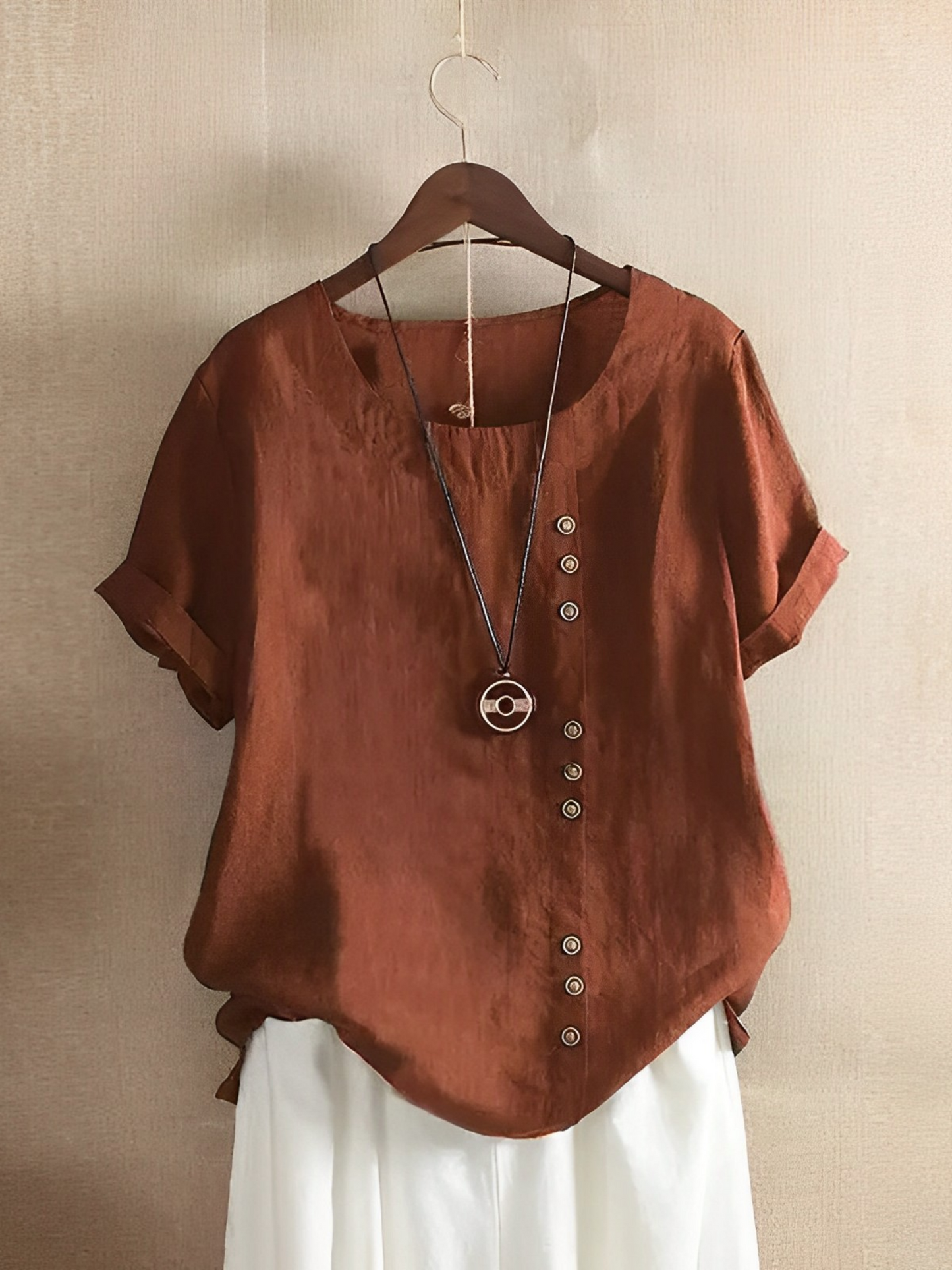 Camiseta de lino de manga corta Cotton Loose