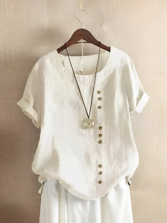Camiseta de lino de manga corta Cotton Loose