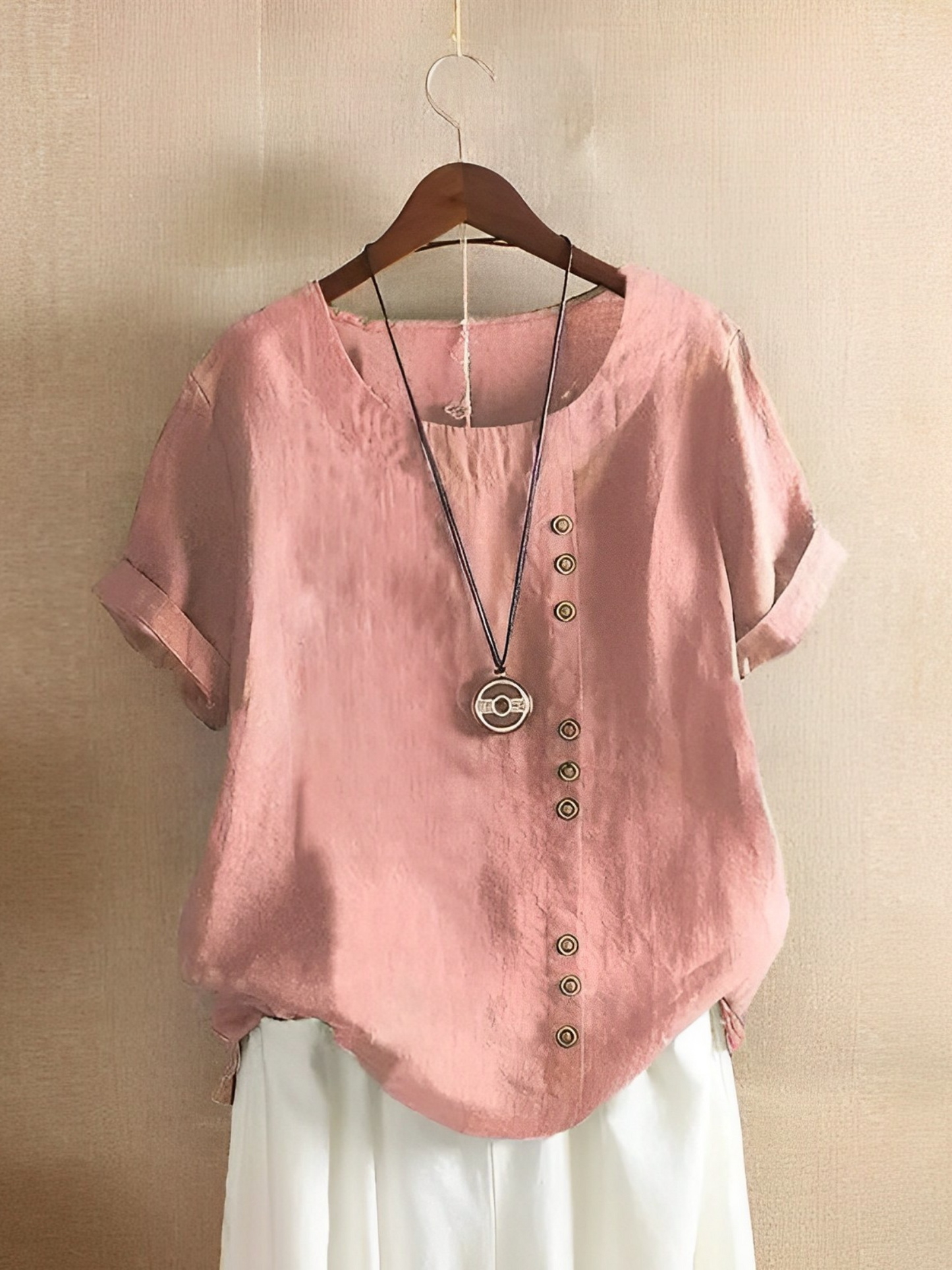 Camiseta de lino de manga corta Cotton Loose