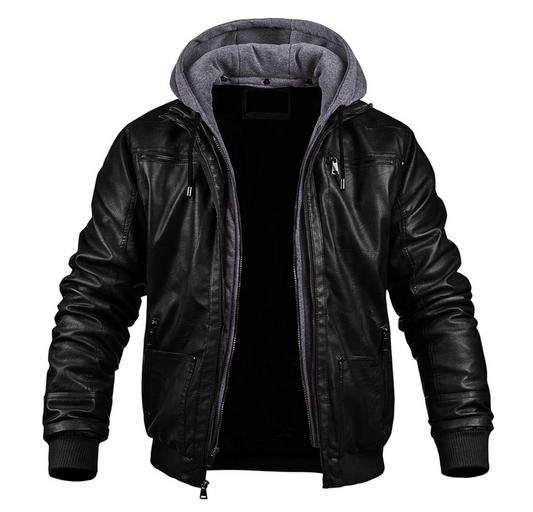 BENJAMIN - Elegante chaqueta de invierno en piel de primera calidad con capucha