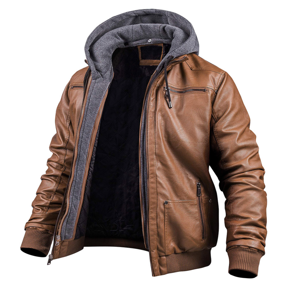 BENJAMIN - Elegante chaqueta de invierno en piel de primera calidad con capucha