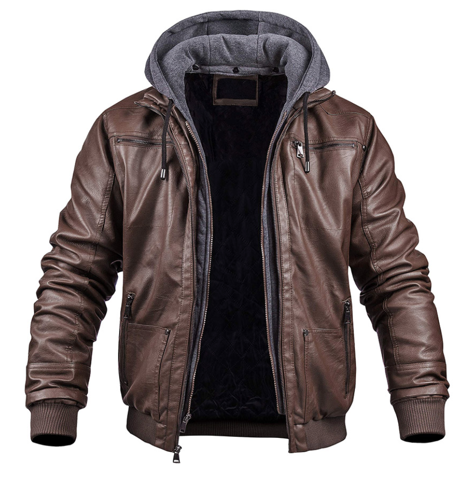 BENJAMIN - Elegante chaqueta de invierno en piel de primera calidad con capucha