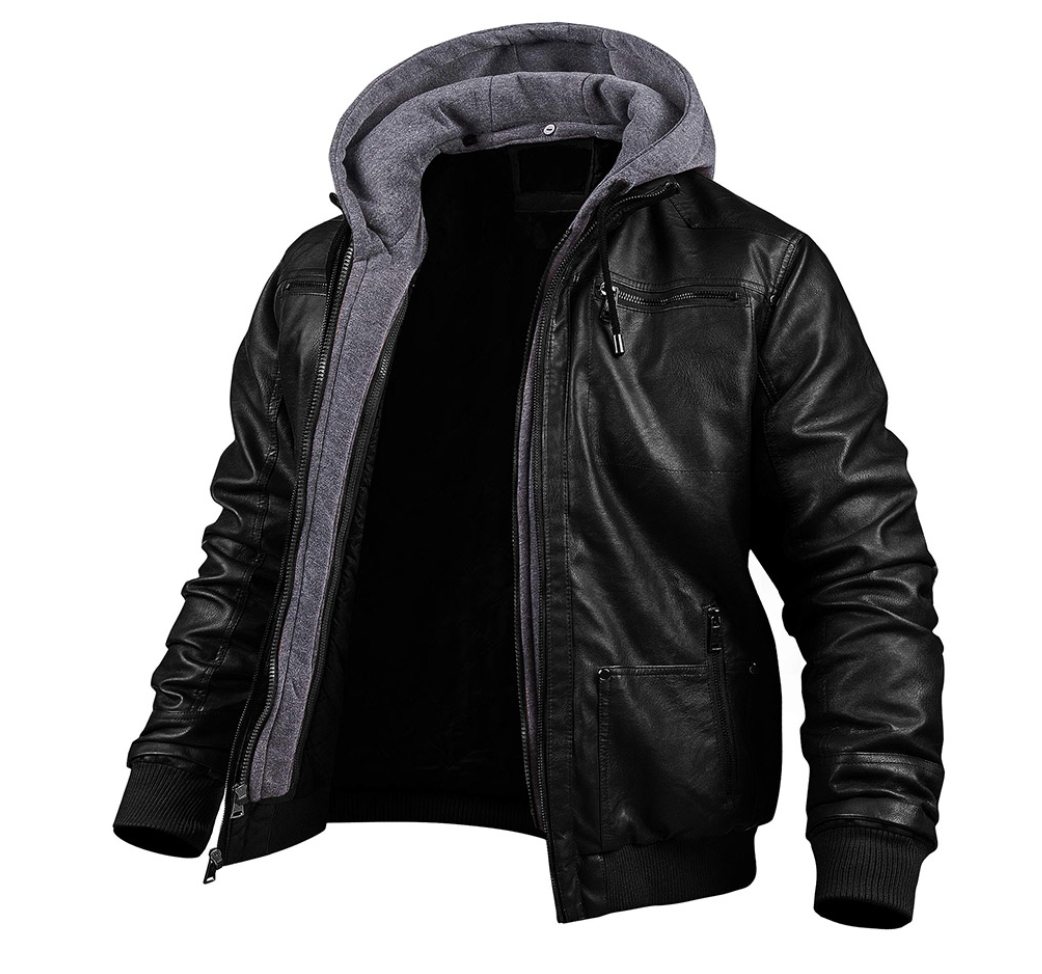 BENJAMIN - Elegante chaqueta de invierno en piel de primera calidad con capucha