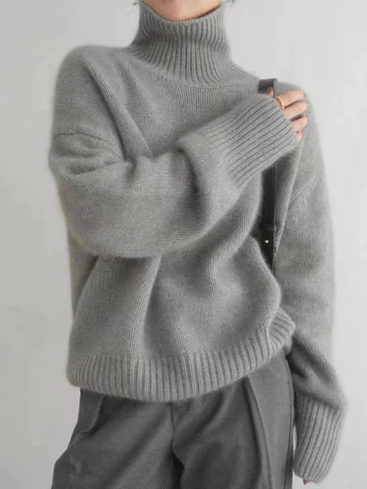Lin - Jersey de cachemira de cuello alto