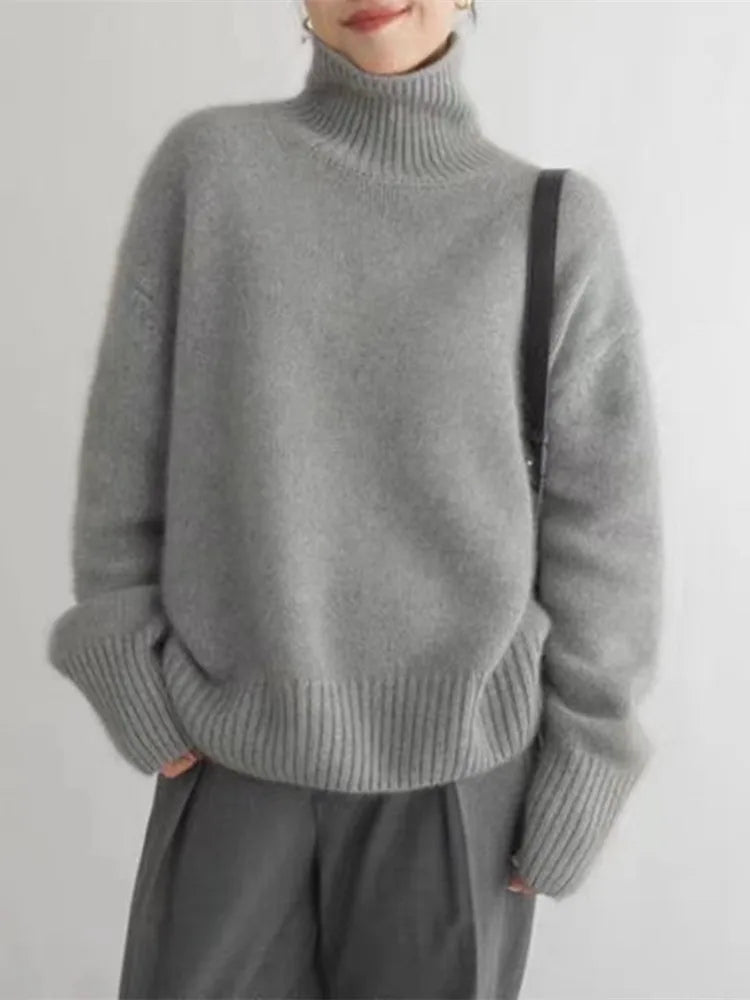 Lin - Jersey de cachemira de cuello alto