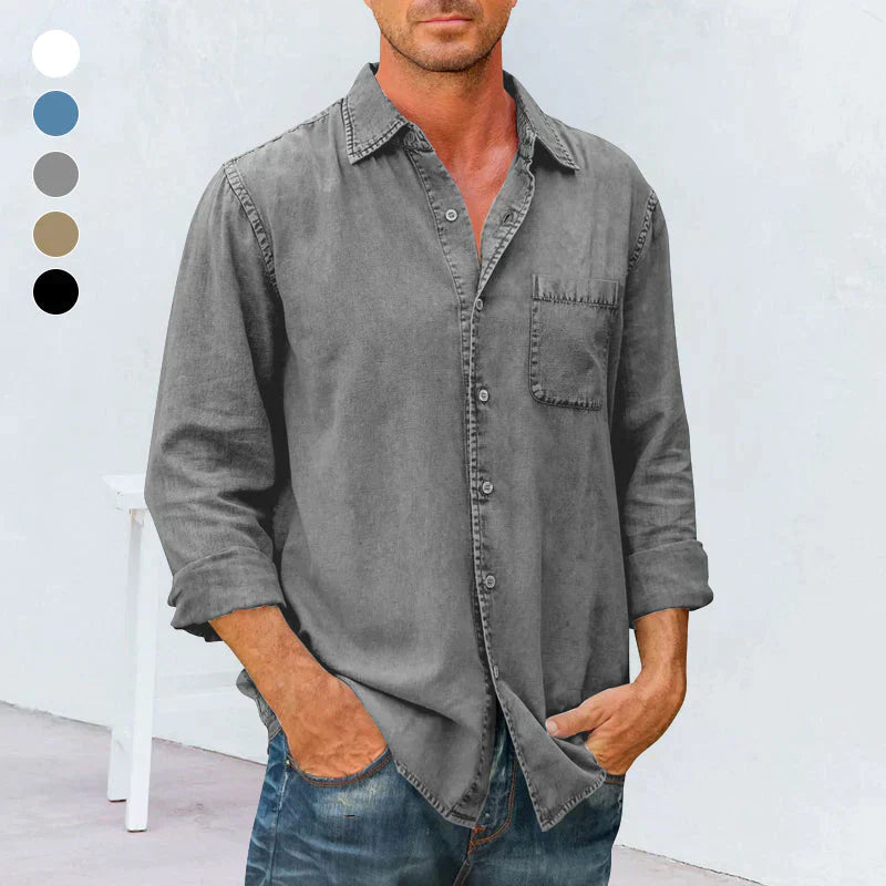 Camisa vaquera de manga larga con botones para hombre