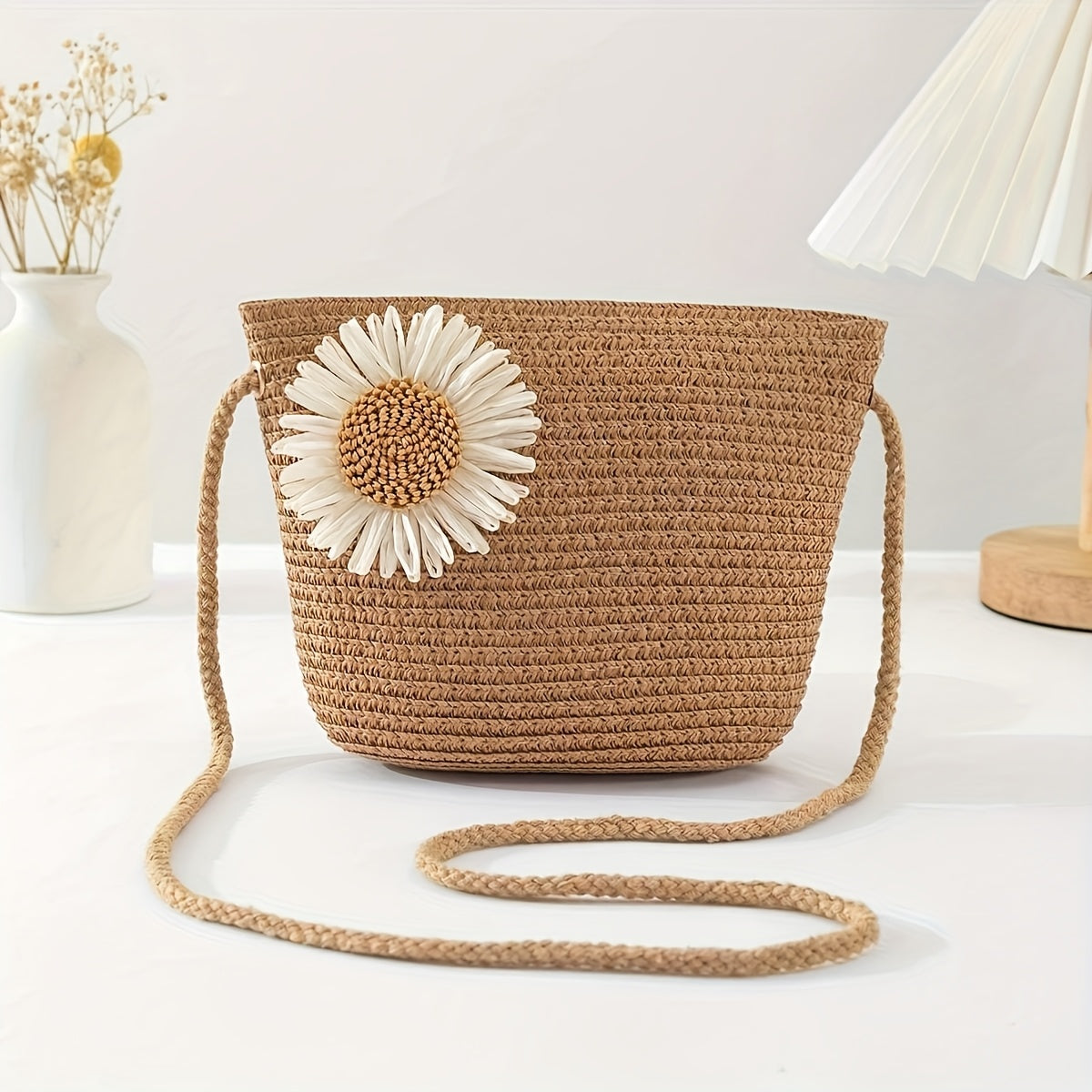 Julia | Bolso cruzado boho de paja con lazo o flor - ¡Perfecto para salidas veraniegas!