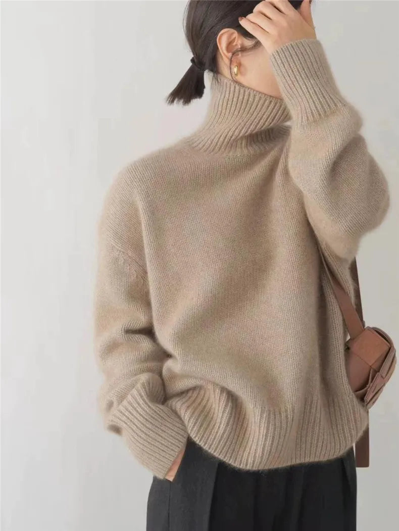 Lin - Jersey de cachemira de cuello alto