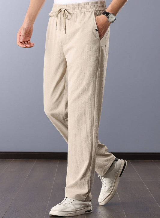 Pantalón clásico de lino hombre corte recto estilo atemporal