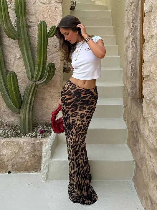 ElenaTigra | Falda larga de mujer con estampado de leopardo