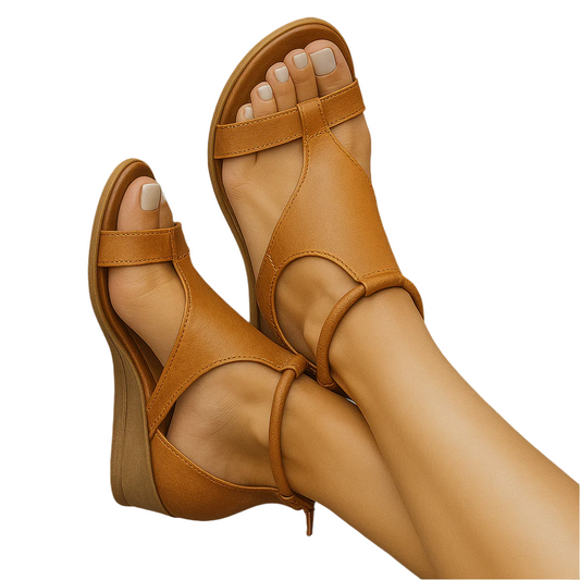 Sandalias de tiras para mujer con cierre de velcro y suela acolchada