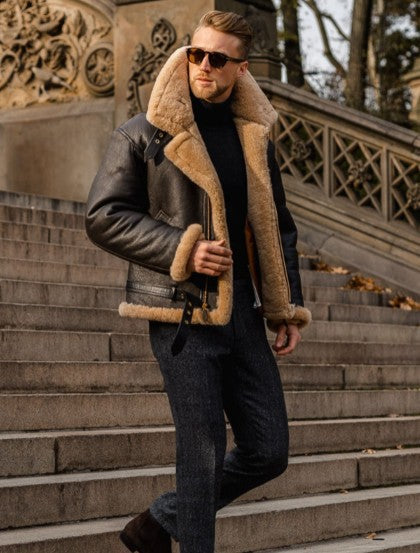 Chaqueta con cremallera y solapas para hombre