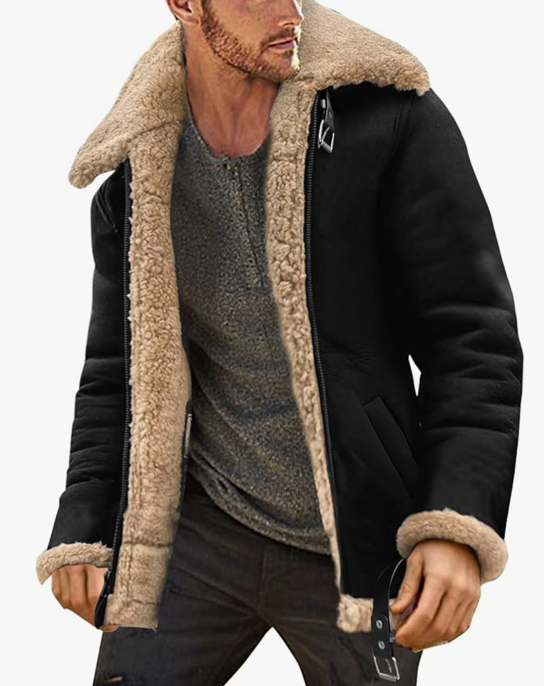 Chaqueta con cremallera y solapas para hombre