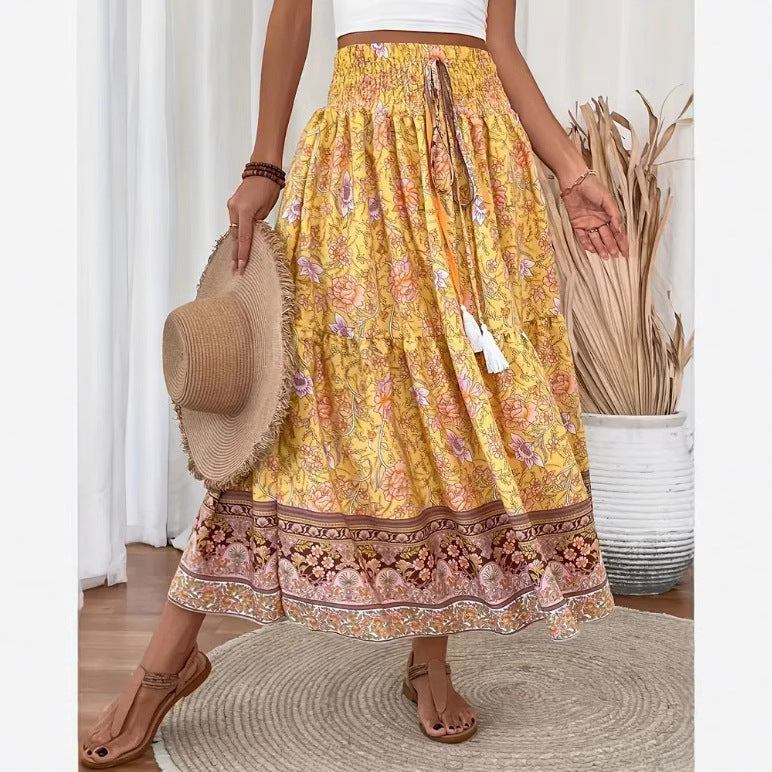 Revie | Maxifalda boho en ligera mezcla de algodón