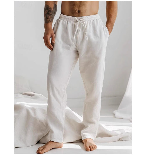 Pantalón lino hombre ligero transpirable con cintura ajustable