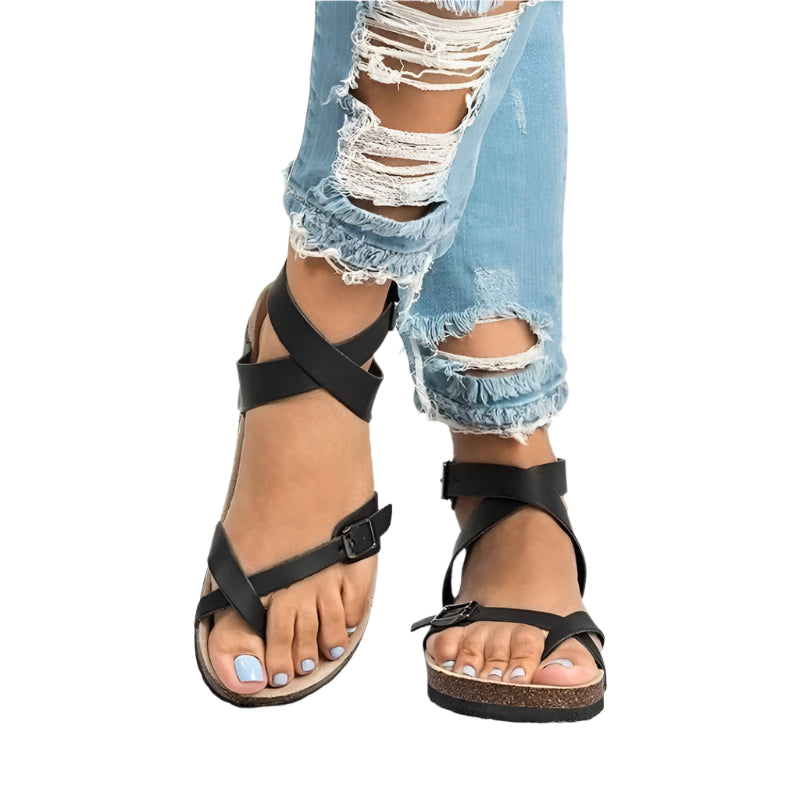 Sandalias de mujer con hebilla ajustable y suela perfilada