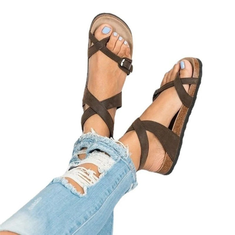 Sandalias de mujer con hebilla ajustable y suela perfilada