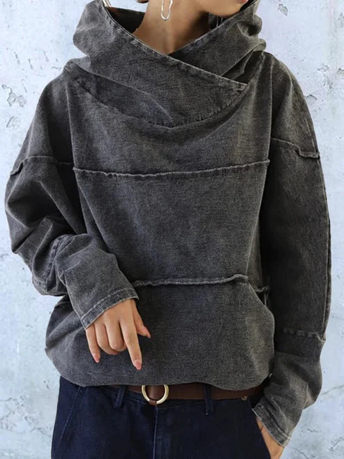 Jersey de cuello alto efecto desteñido para mujer