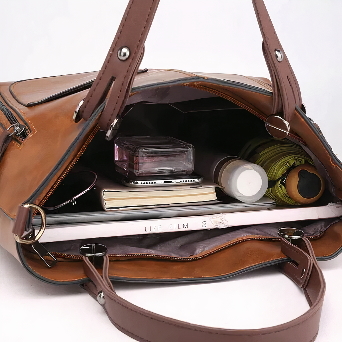 Mujer - Bolso bandolera de piel de inspiración vintage - Elegante y duradero - Accesorio perfecto