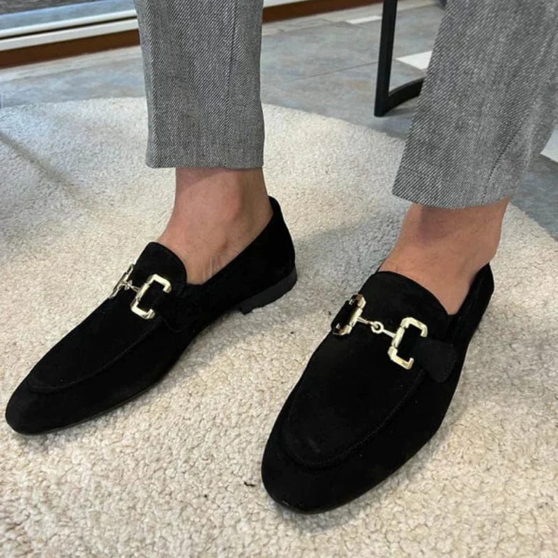 Nero - Mocasines de ante con hebilla metálica