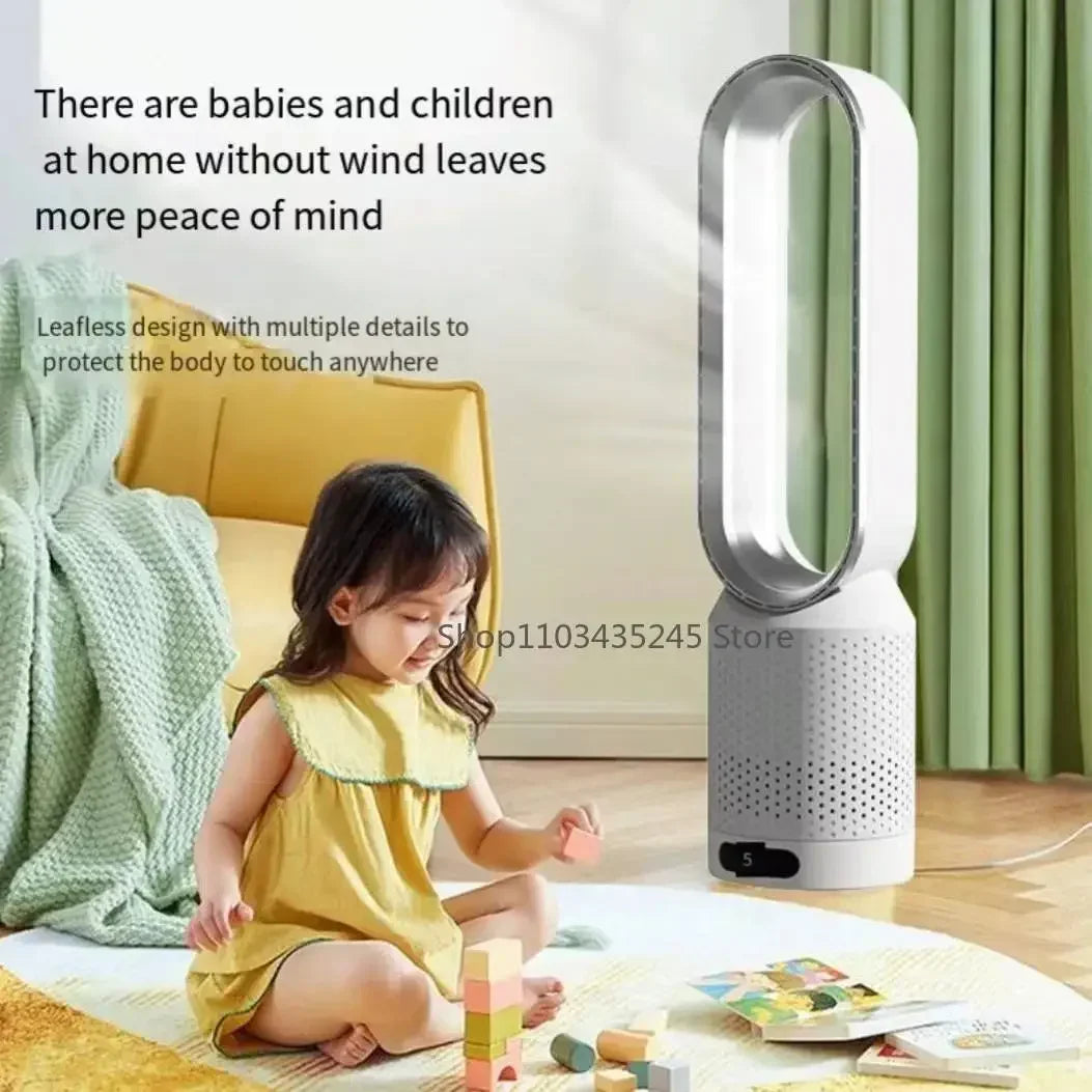 Ventilador de torre sin aspas 3 en 1 - Seguro, silencioso y elegante con 8 niveles de viento y mando a distancia