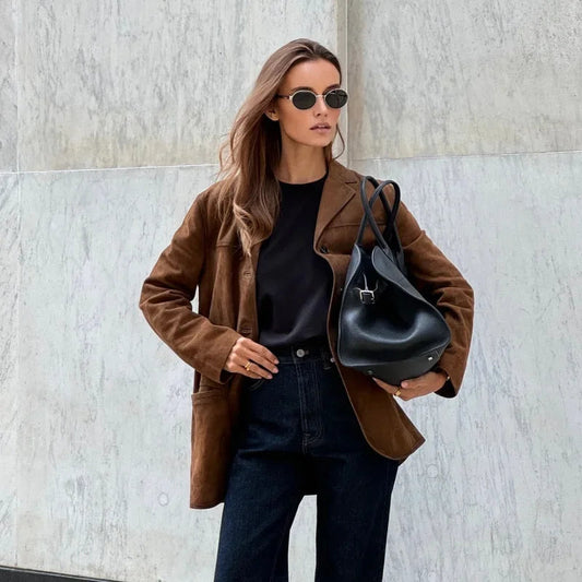 Chaqueta de ante para mujer con corte holgado