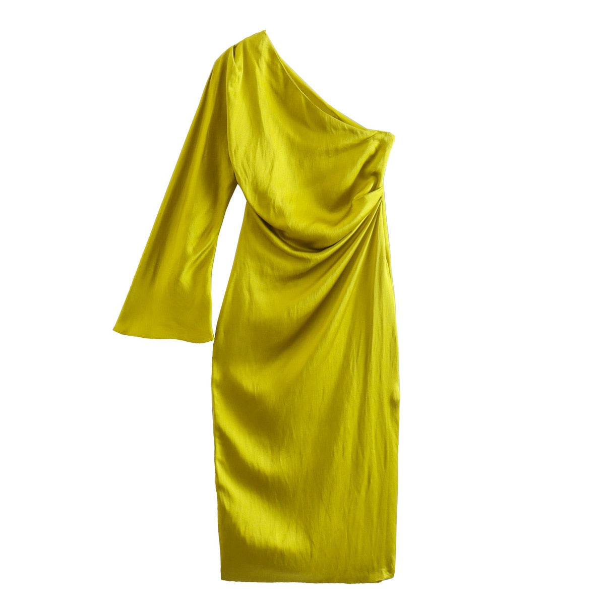 Vestido de satén con un hombro