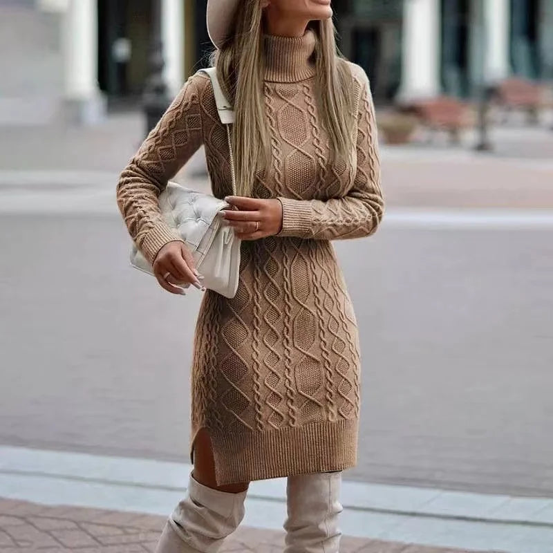 Vestido de punto para mujer con cuello alto