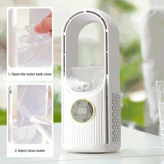 Ventilador inalámbrico de mano y de mesa - Ventilador USB sin aspas, portátil y silencioso