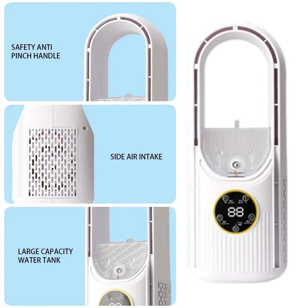 Ventilador inalámbrico de mano y de mesa - Ventilador USB sin aspas, portátil y silencioso