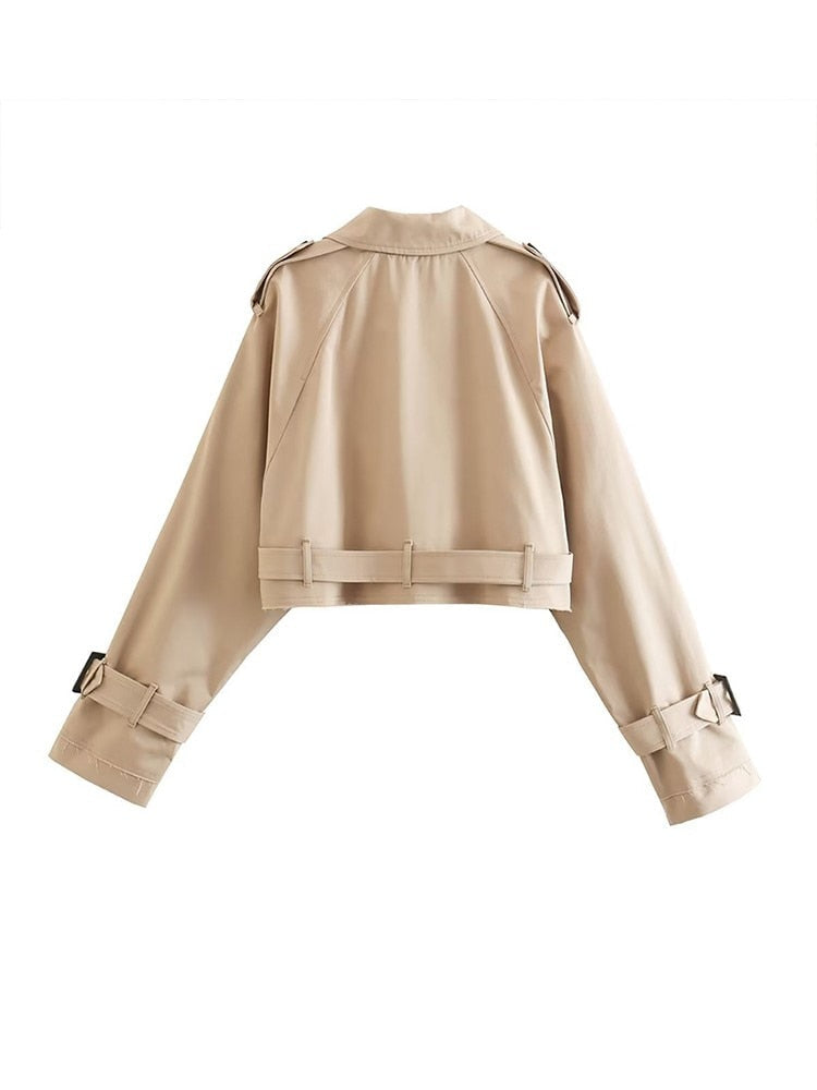Gabardina beige de doble botonadura