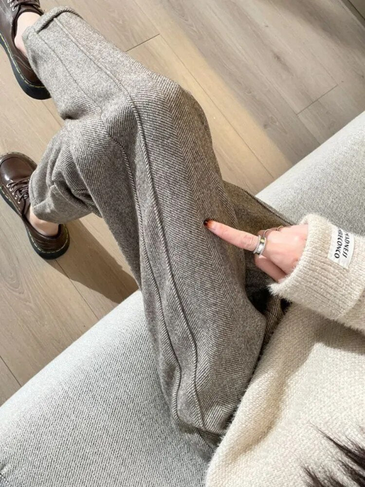 Tweed - Pantalón lápiz de lana de talle alto