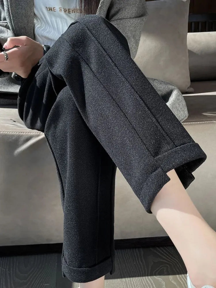 Tweed - Pantalón lápiz de lana de talle alto