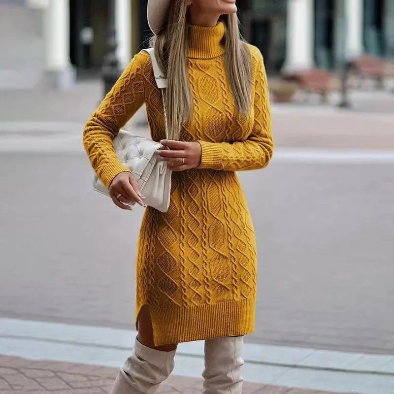 Vestido de punto para mujer con cuello alto