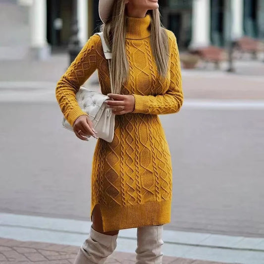 Vestido de punto para mujer con cuello alto
