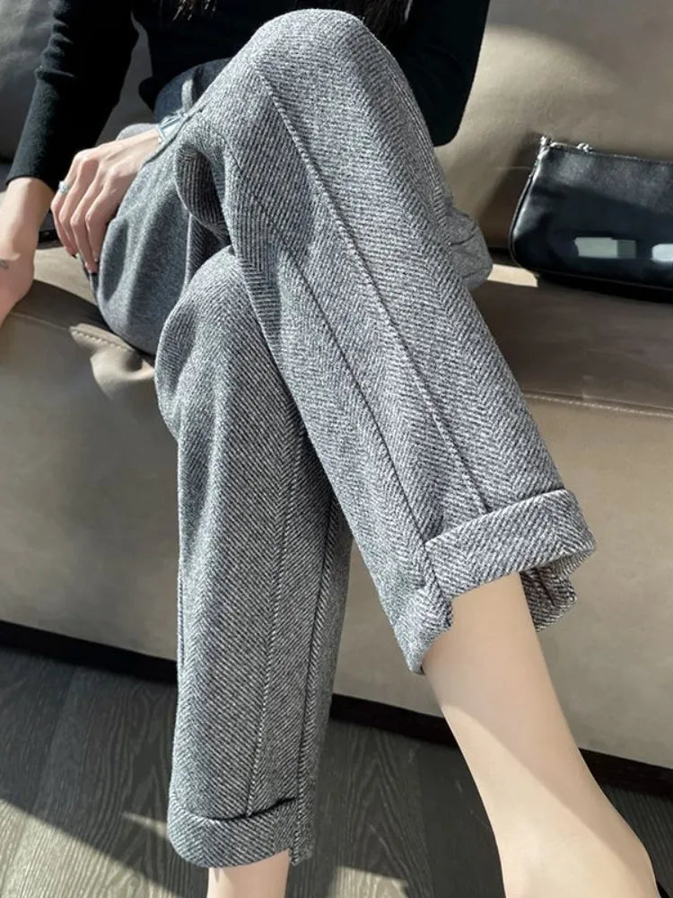 Tweed - Pantalón lápiz de lana de talle alto