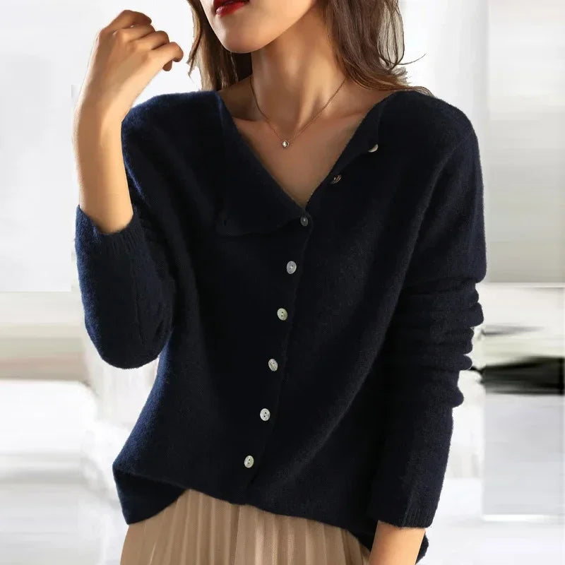 Jersey Gris Botones Mujer