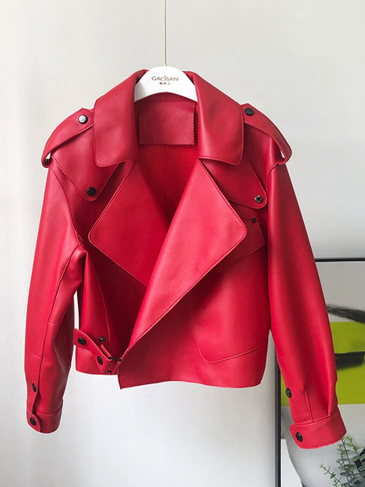 Trench-coat court en cuir