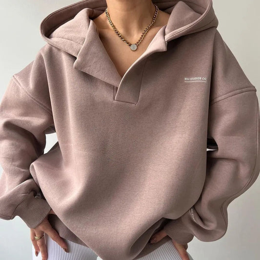 Sudadera informal de mujer con capucha y estampado