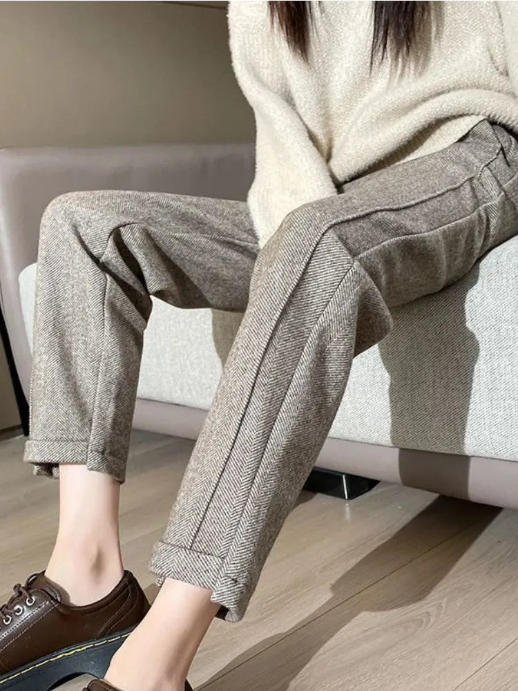 Tweed - Pantalón lápiz de lana de talle alto