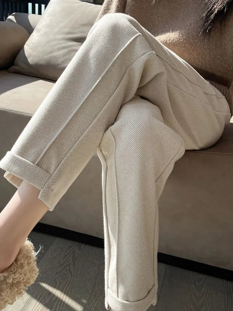 Tweed - Pantalón lápiz de lana de talle alto