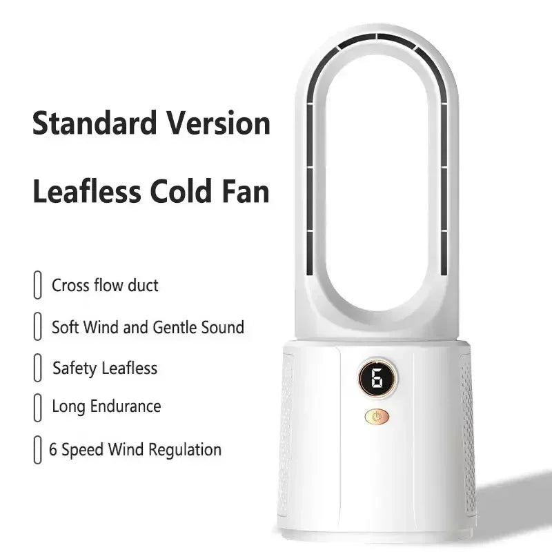 Ventilador de habitación sin aspas con refrigeración por pulverización y luz nocturna - Miniventilador silencioso para dormir mejor en verano