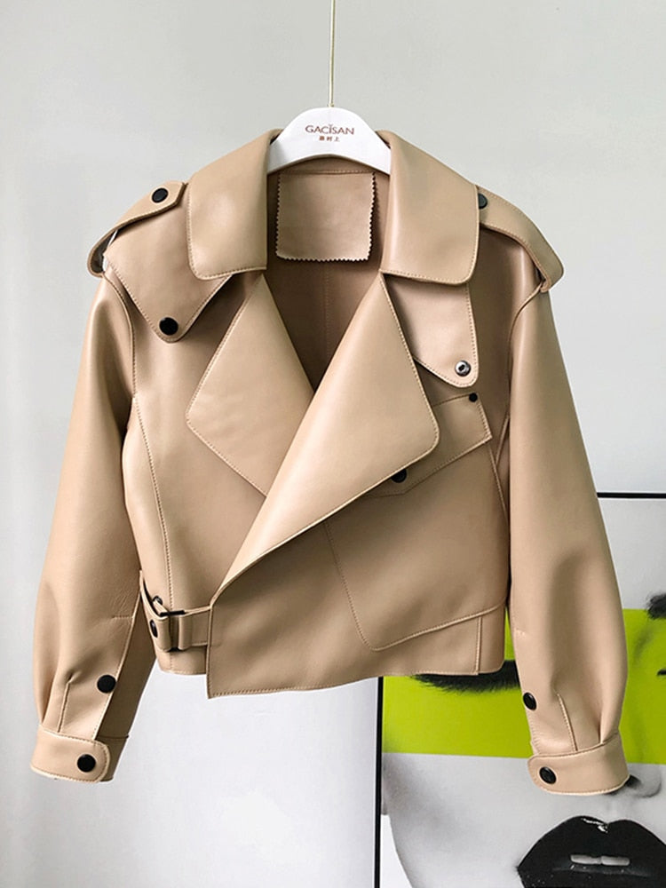 Trench-coat court en cuir