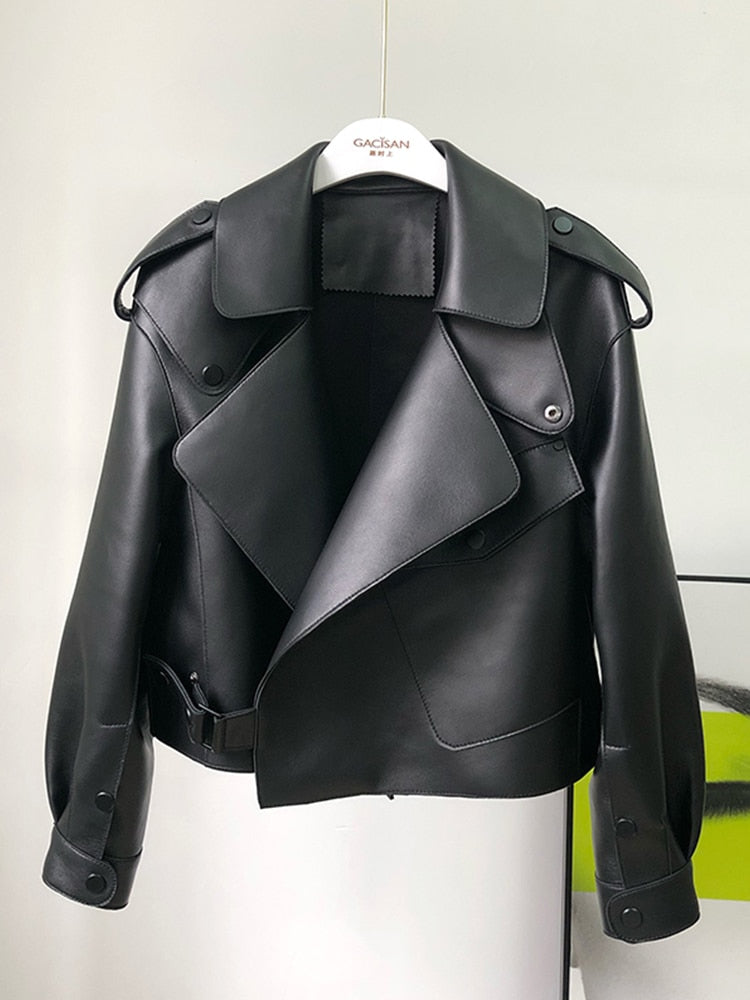 Trench-coat court en cuir