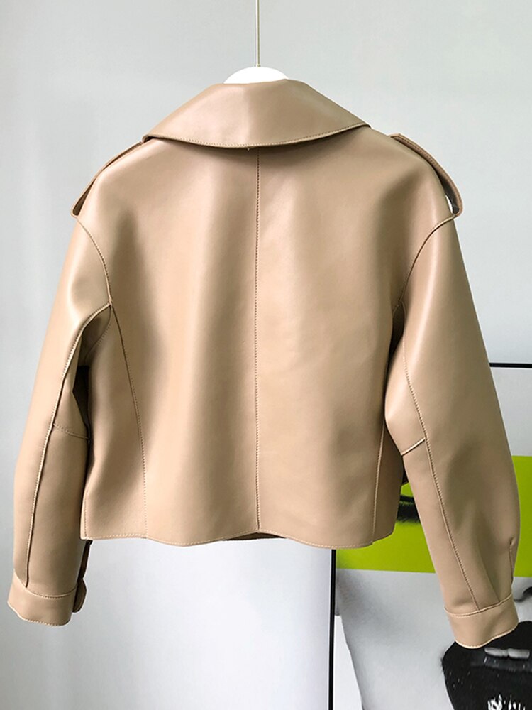 Trench-coat court en cuir