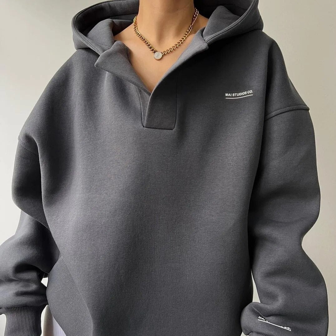 Sudadera informal de mujer con capucha y estampado