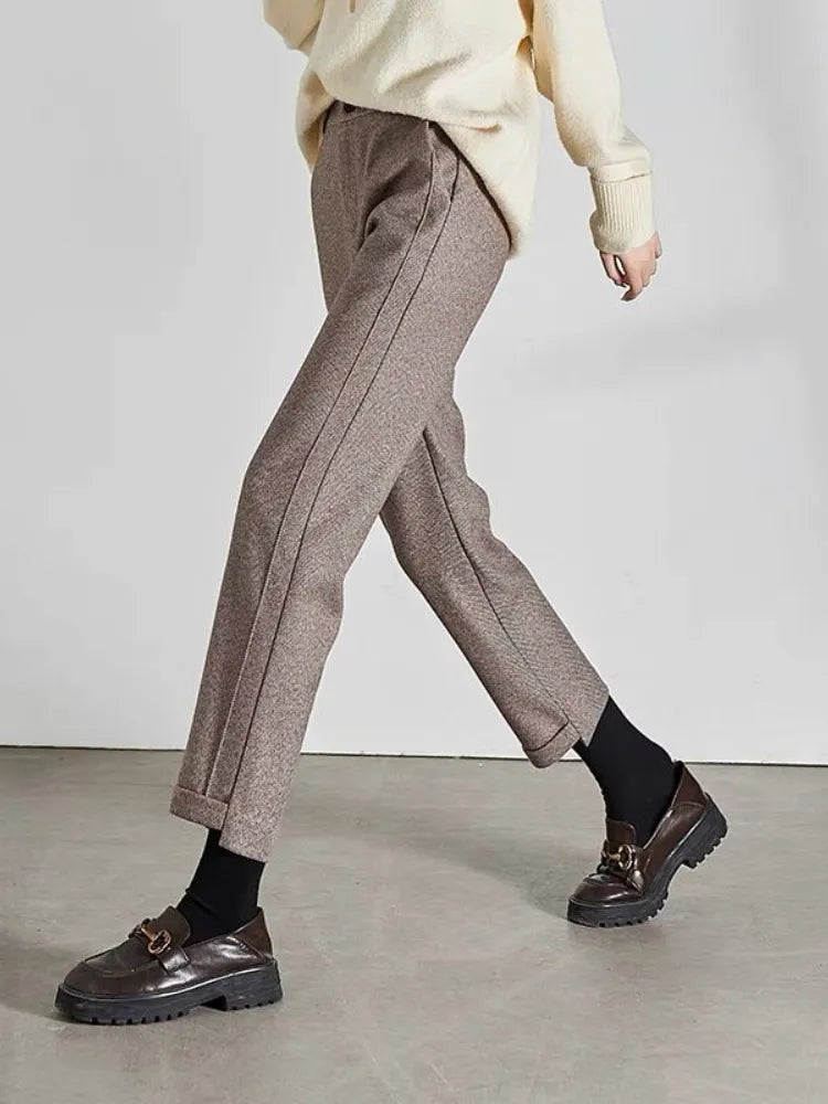 Tweed - Pantalón lápiz de lana de talle alto