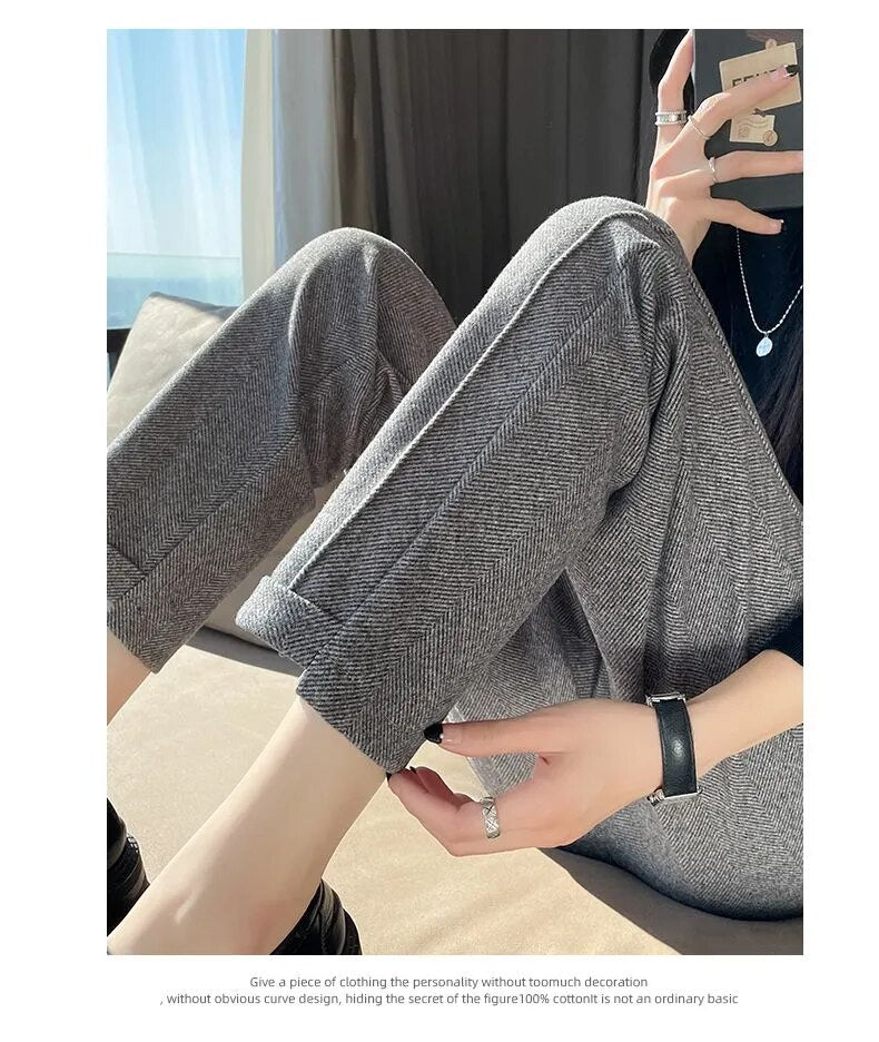Tweed - Pantalón lápiz de lana de talle alto