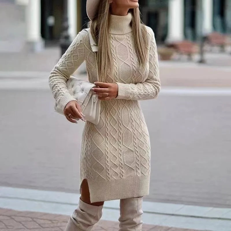 Vestido de punto para mujer con cuello alto